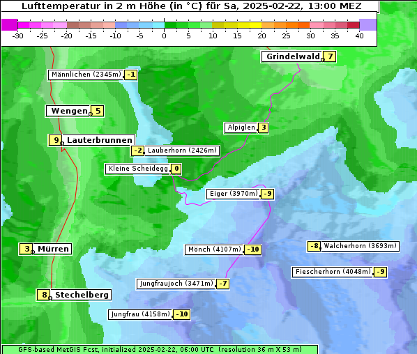 Temperatur, 22. 2. 2025