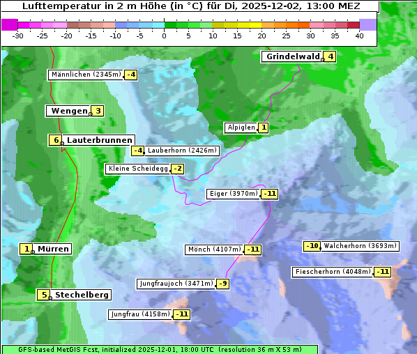 Temperatur, 2. 12. 2025