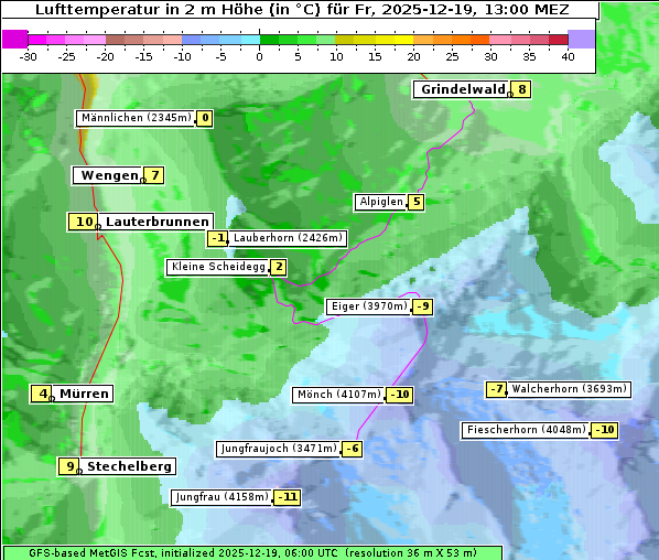 Temperatur, 19. 12. 2025