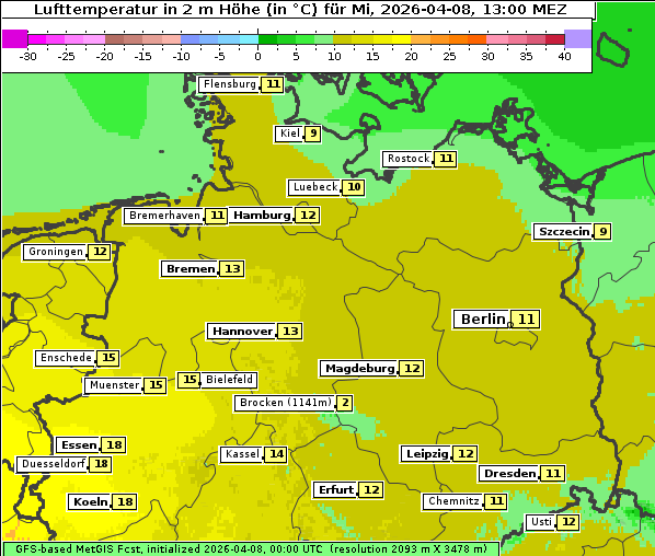 Temperatur, 8. 4. 2026
