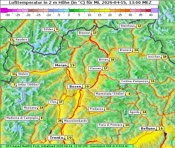 Temperatur, 15. 4. 2026