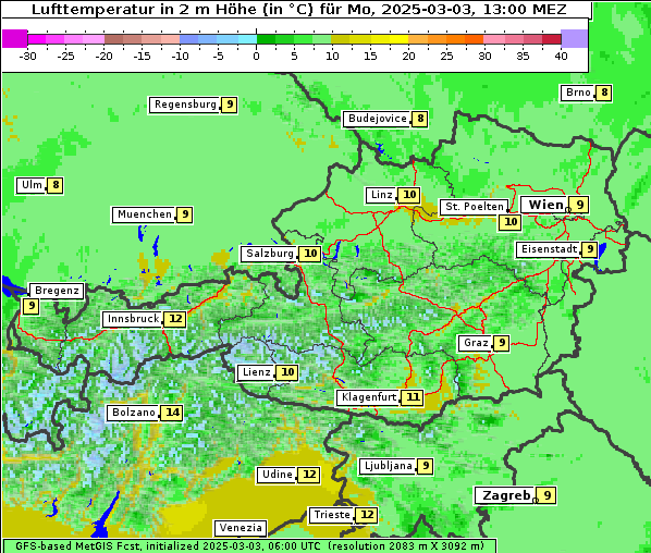 Temperatur, 3. 3. 2025