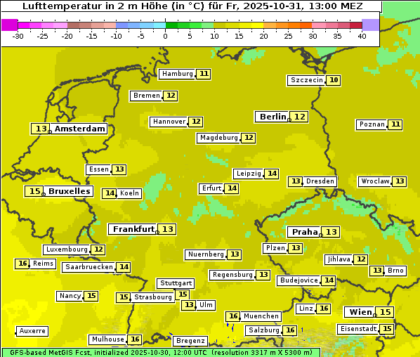 Temperatur, 31. 10. 2025