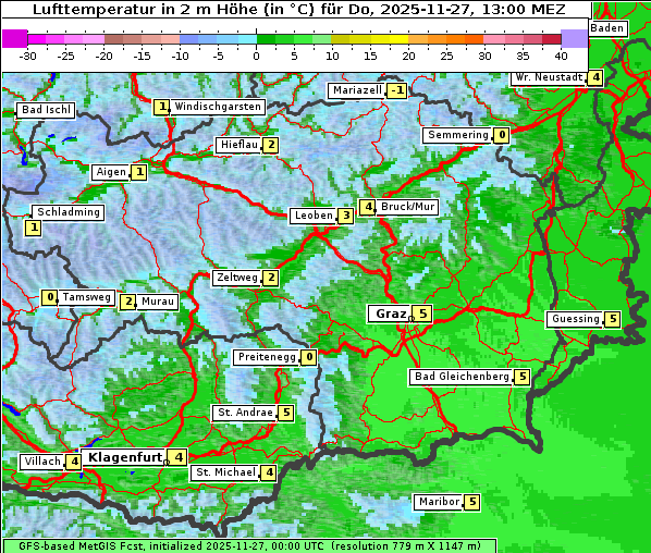 Temperatur, 27. 11. 2025