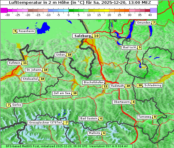 Temperatur, 20. 12. 2025