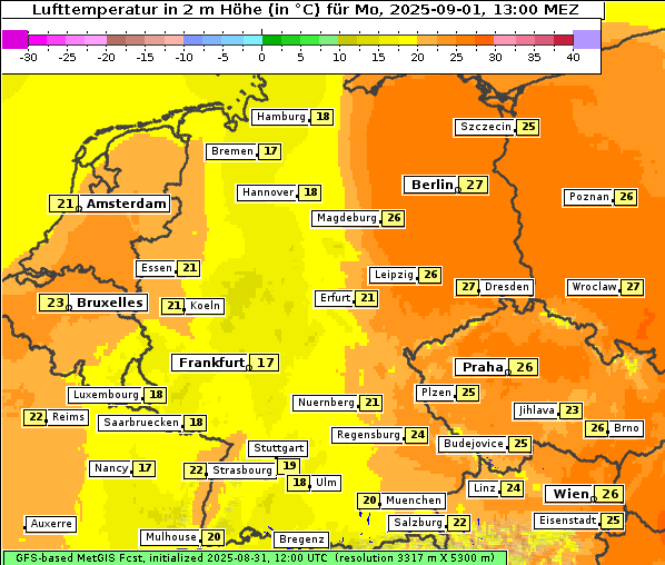 Temperatur, 1. 9. 2025