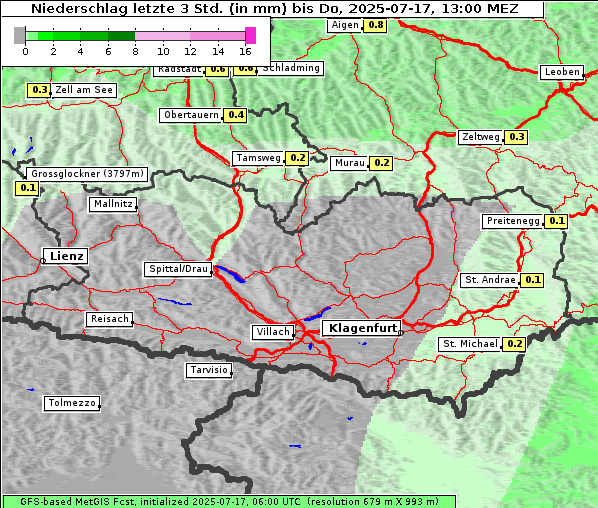 Niederschlag, 17. 7. 2025