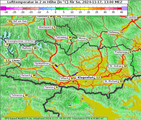 Temperatur, 17. 11. 2024