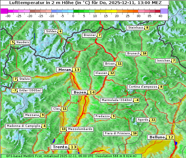 Temperatur, 11. 12. 2025