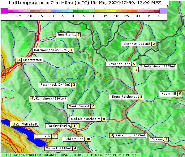 Temperatur, 30. 12. 2024