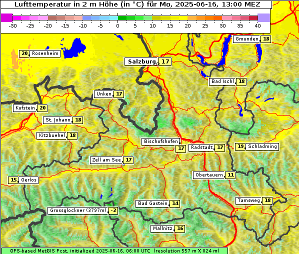 Temperatur, 16. 6. 2025