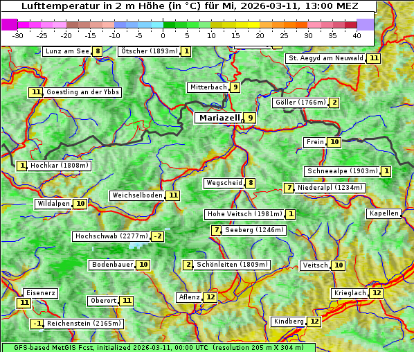 Temperatur, 11. 3. 2026