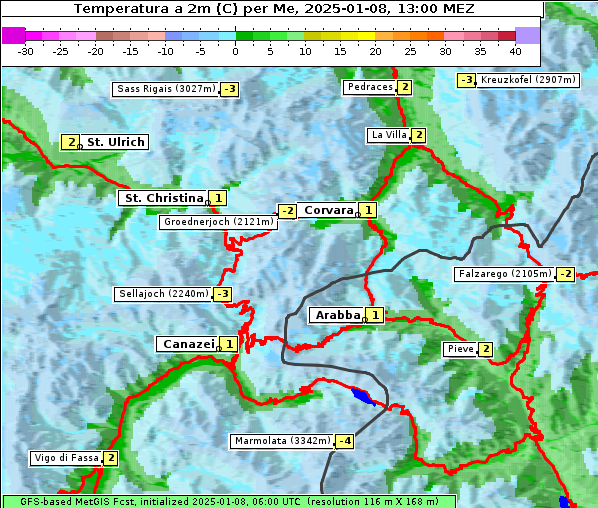 Temperatur, 8. 1. 2025