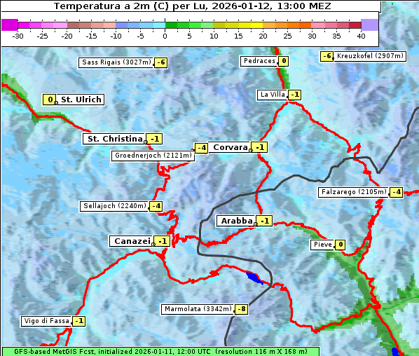 Temperatur, 12. 1. 2026