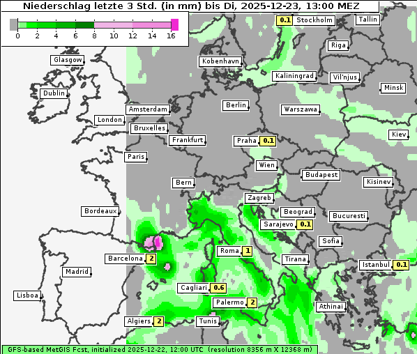 Niederschlag, 23. 12. 2025
