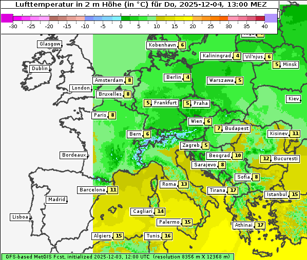 Temperatur, 4. 12. 2025