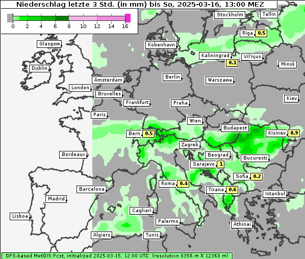 Niederschlag, 16. 3. 2025