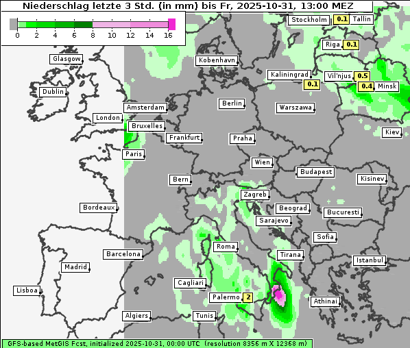 Niederschlag, 31. 10. 2025