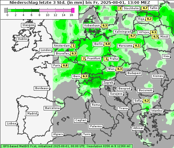 Niederschlag, 1. 8. 2025