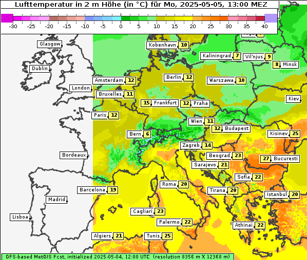 Temperatur, 5. 5. 2025