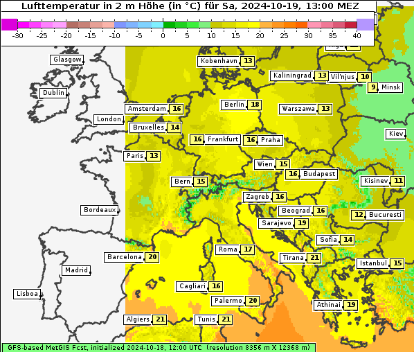 Temperatur, 19. 10. 2024