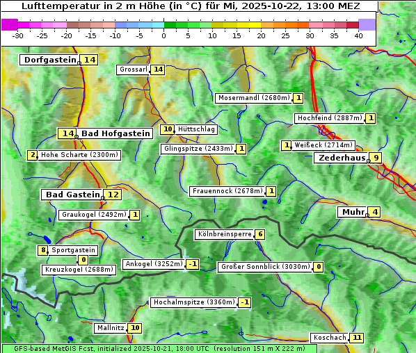 Temperatur, 22. 10. 2025