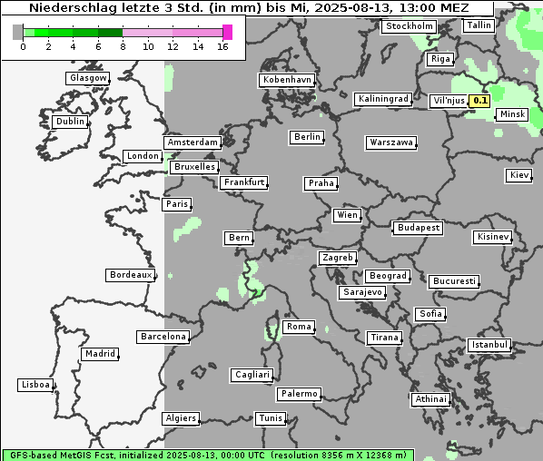 Niederschlag, 13. 8. 2025