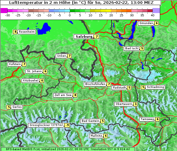 Temperatur, 22. 2. 2026