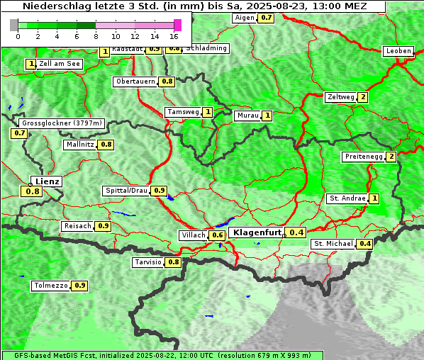 Niederschlag, 23. 8. 2025