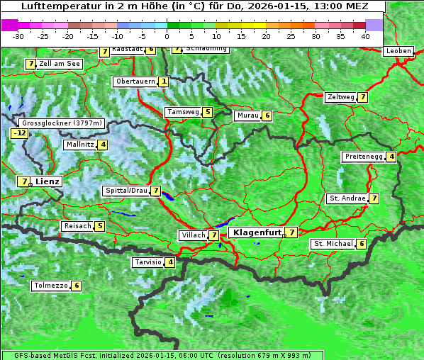 Temperatur, 15. 1. 2026