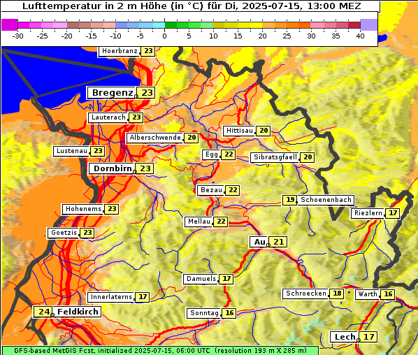 Temperatur, 15. 7. 2025