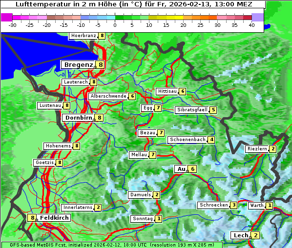 Temperatur, 13. 2. 2026