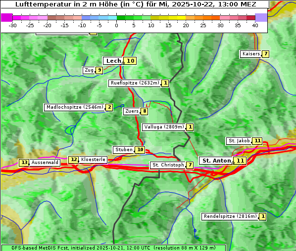 Temperatur, 22. 10. 2025