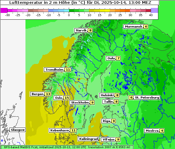 Temperatur, 14. 10. 2025