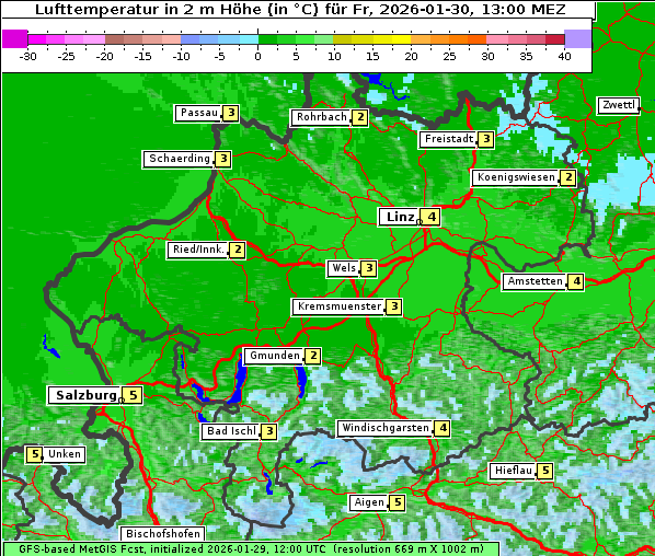 Temperatur, 30. 1. 2026