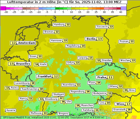 Temperatur, 2. 11. 2025
