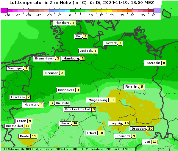 Temperatur, 19. 11. 2024