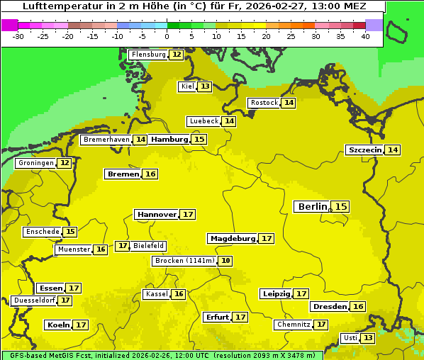 Temperatur, 27. 2. 2026