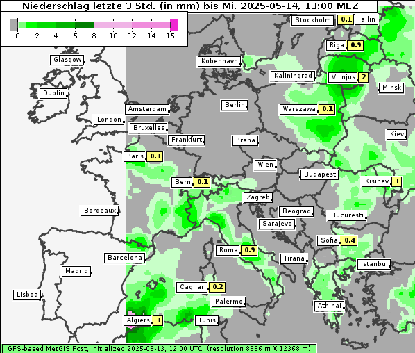 Niederschlag, 14. 5. 2025