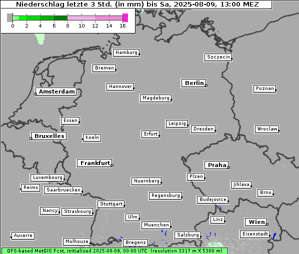 Niederschlag, 9. 8. 2025