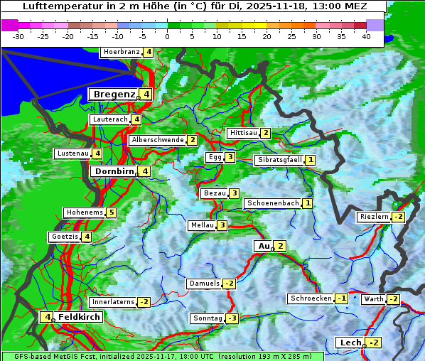 Temperatur, 18. 11. 2025