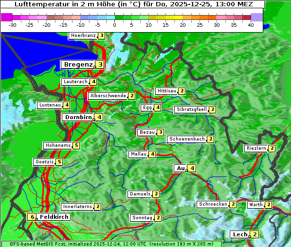 Temperatur, 25. 12. 2025
