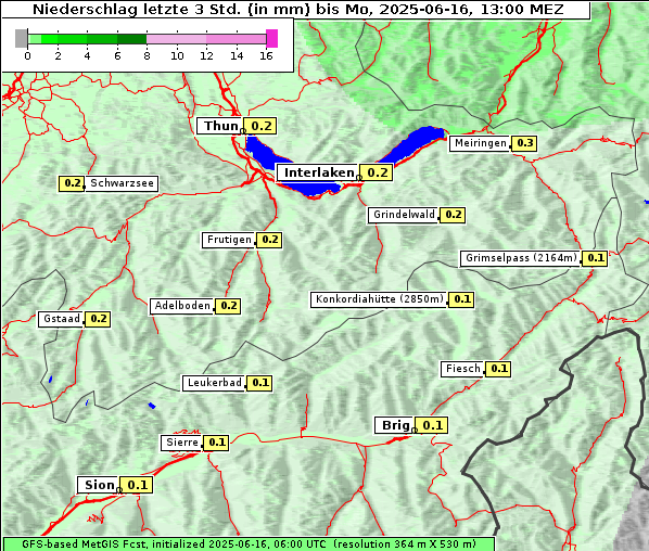 Niederschlag, 16. 6. 2025