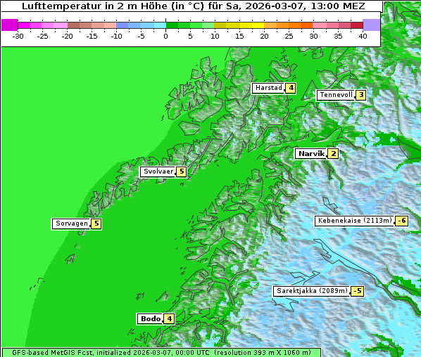 Temperatur, 7. 3. 2026