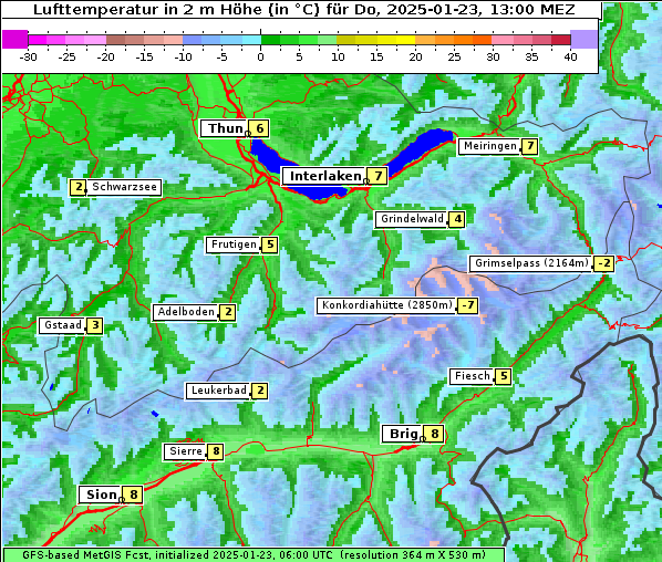 Temperatur, 23. 1. 2025