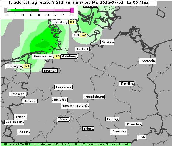 Niederschlag, 2. 7. 2025