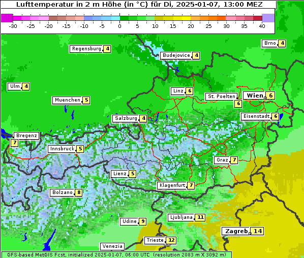 Temperatur, 7. 1. 2025