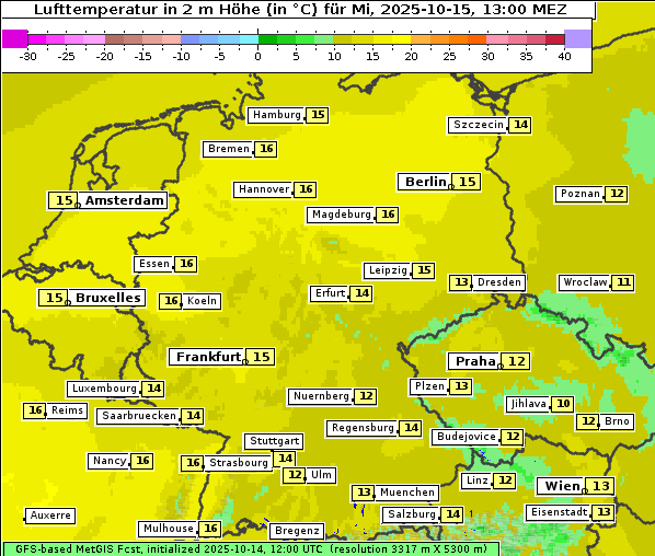 Temperatur, 15. 10. 2025