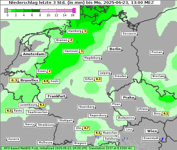 Niederschlag, 23. 6. 2025