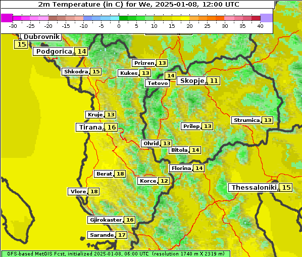 Temperatur, 8. 1. 2025